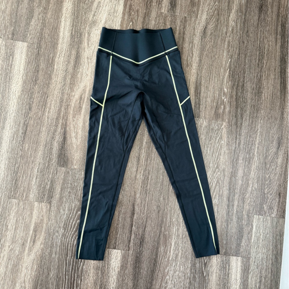 Vitality Women’s Black Leggings with Neon Trim